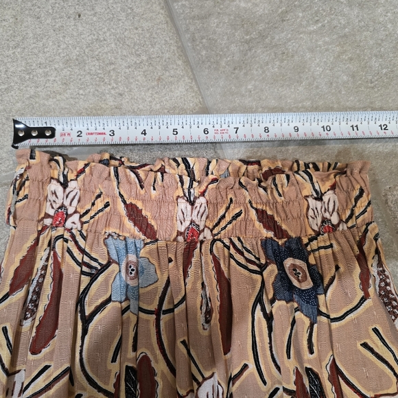 NWOT Christian Siriano NY Floral Patterned Maxi Skirt XS Boho Tan Brown Cottage - Picture 7 of 8